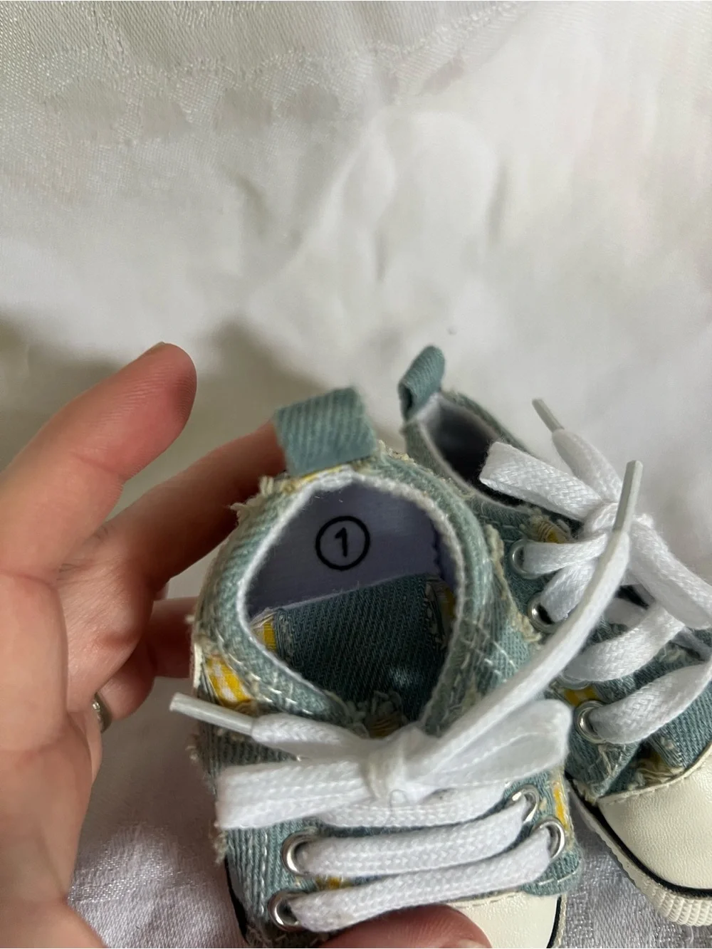 Converse Baby High-Top Sneakers in Denim Blue with Yellow Accents